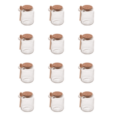 Kit 12 Potes de Vidro Tampa Rolha com Colher Bambu 240ml - Ela Decora